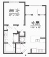 A1A 1 Bd 1 Bath 684sqft